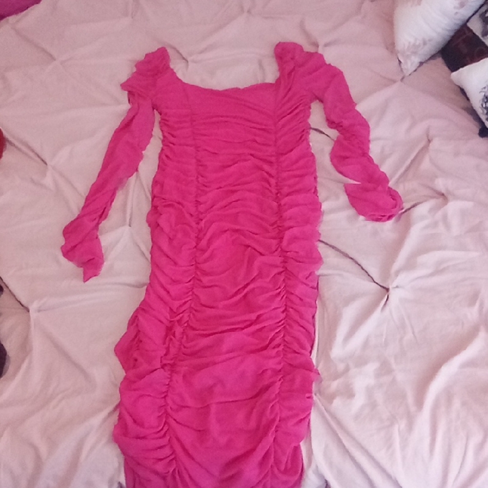 Elegant Pink Ruched Dress